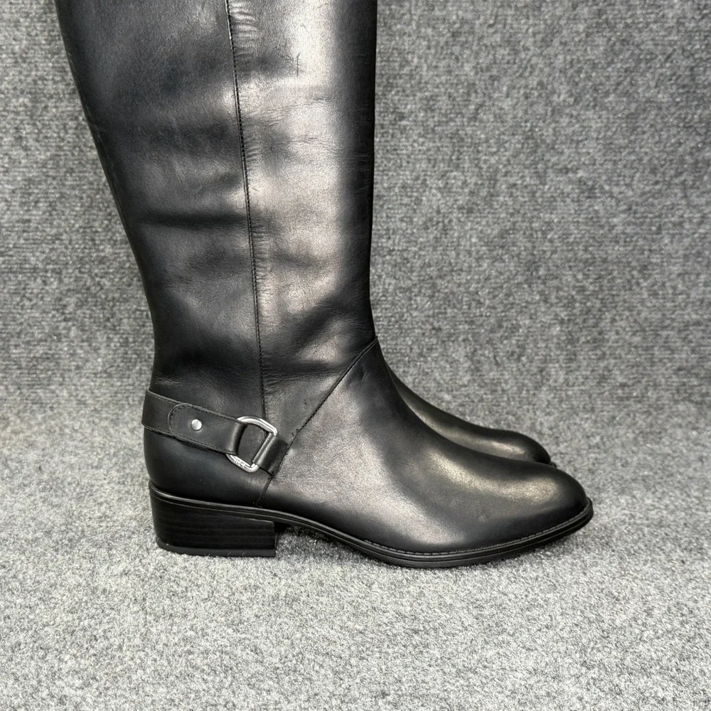 Lauren Ralph Lauren Micaela Riding Boots Women's 8.5 Black Leather Tall Buckle